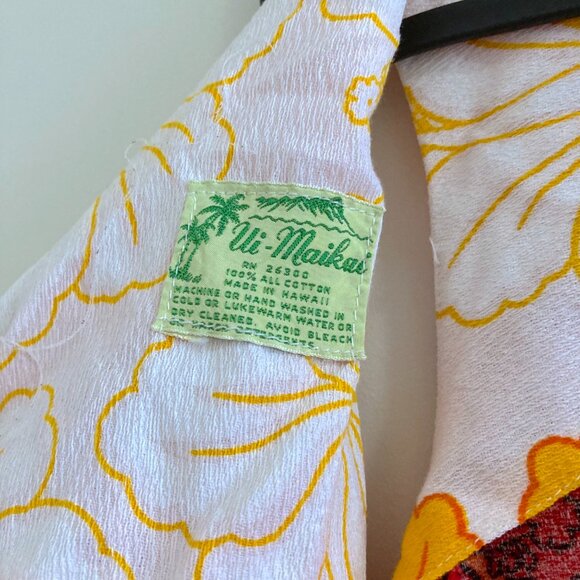 Hibiscus Print Vintage 1960s Ui-Makai Maxi Dress made in Hawaii - Picture 5 of 6